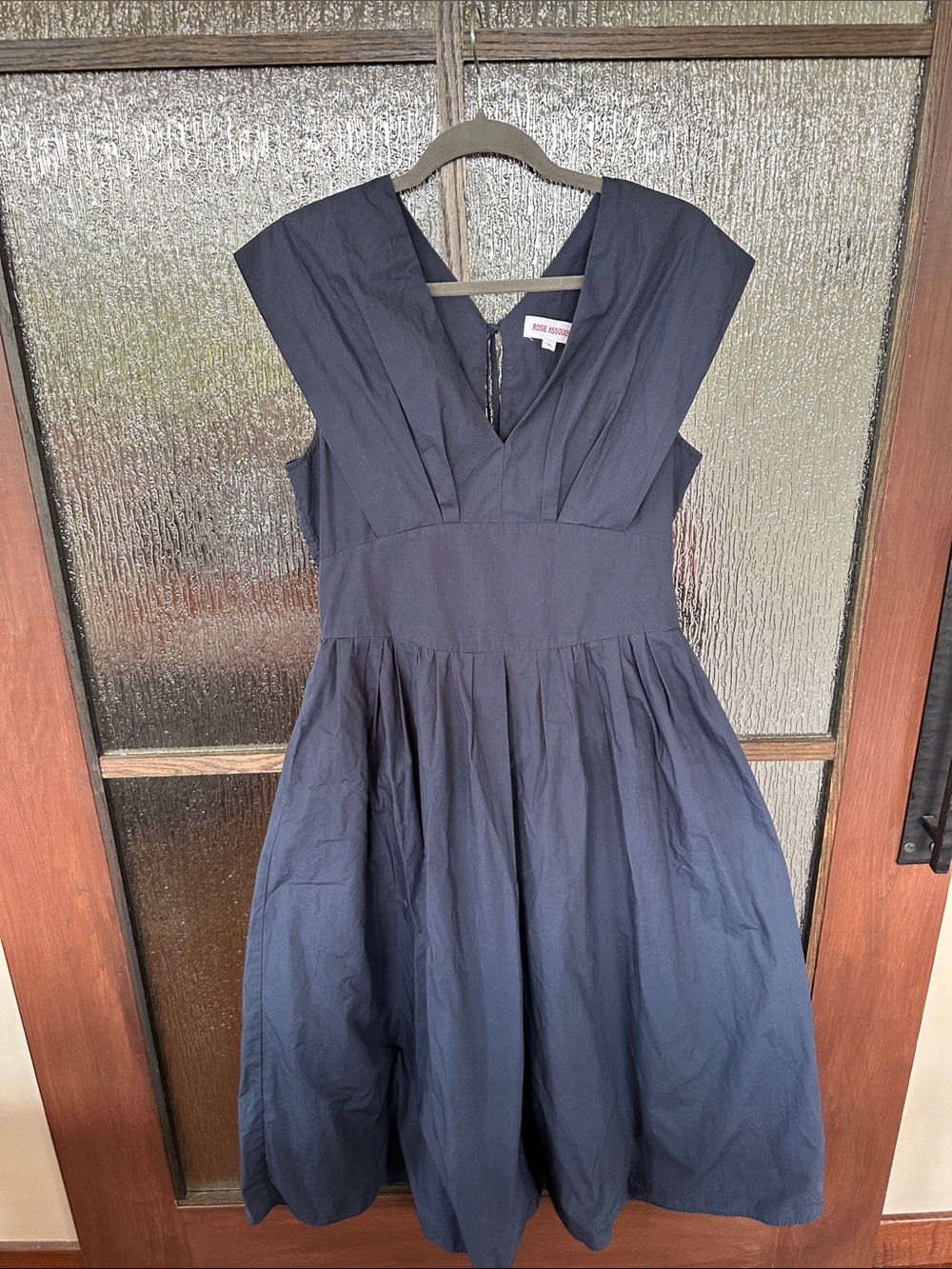 ROSIE ASSOULIN Navy In Full Bloom Dress Elegant Navy V-Neck Midi Dress Sz 10 - Picture 9 of 13